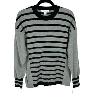 NEW Liz Claiborne Striped Heather Gray Lightweight Pullover Sweater Women Large